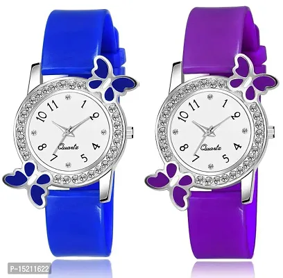 Stylish Multicoloured Silicone Analog Watches For Women Pack Of 2