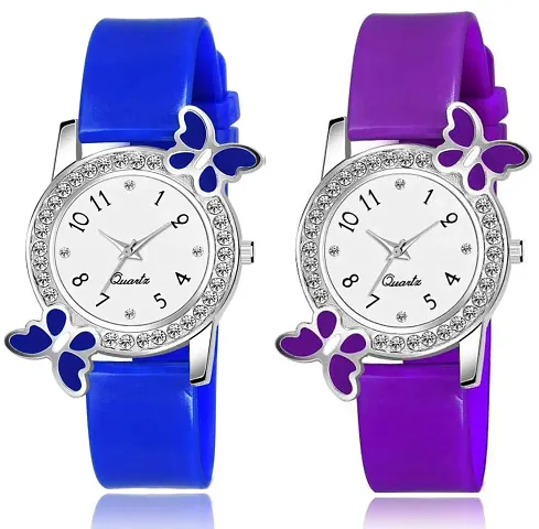 Stylish Rubber Analog Watches For Women Pack Of 2