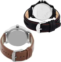 Acnos White and Black Dial Analogue Leather Watches for Men's Pack of 2-thumb2