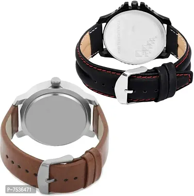 Acnos White and Black Dial Analogue Leather Watches for Men's Pack of 2-thumb3