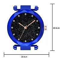 Acnos Blue Color 12 Point Diamond with Trending Magnetic Analogue Metal Strap Watch for Girl's and Women's Pack of - 1(DM-170)-thumb2