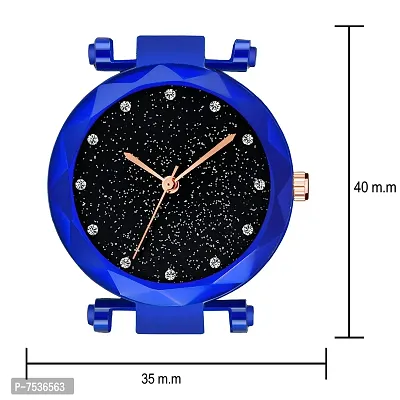 Acnos Blue Color 12 Point Diamond with Trending Magnetic Analogue Metal Strap Watch for Girl's and Women's Pack of - 1(DM-170)-thumb3