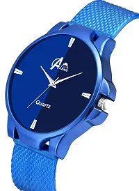 ACNOS Brand Design Stylish Blue DIAL PU Strap Black King Bracelet Combo Set for Men Analog Watch for Boys Men Watches Pack of 2-thumb2