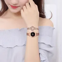 Acnos Brand - A Watch Analogue Plain Black Dial Rose Gold Magnet Watch with Gift Bracelet for Women or Girls and Watch for Girl or Women (Combo of 3)-thumb3