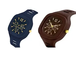 Stylish Multicoloured Silicone Analog Watches For Men Pack Of 2-thumb1