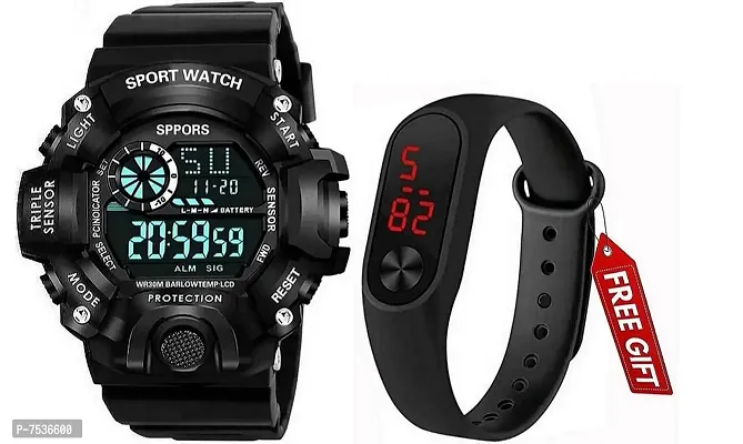 Acnos Brand - A Digital Watch with M2 Shockproof Multi-Functional Automatic White Army Strap Waterproof Digital Sports Watch for Men's Kids Watch for Boys - Watch for Men Pack of 2