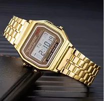 Stylish Golden Stainless Steel Digital Watches For Men-thumb3