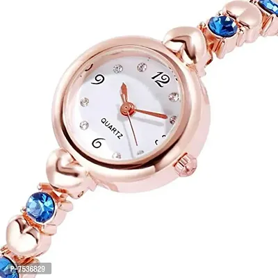 Acnos Rosegold Heart Shape Round dial Blue Diamond with Rosegold Bracelet Super Quality Watch for Girls and Watch for Women Pack of - 2 Gift for Special FASTIVAL Offer-thumb5