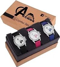 Acnos White Dial Analogue Watch for Women Pack of - 3 (315-BLACK-BLUE-PINK)-thumb1