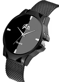 ACNOS Brand Design Stylish Black DIAL PU Strap Black King Bracelet Combo Set for Men Analog Watch for Boys Men Watches Pack of 2-thumb2
