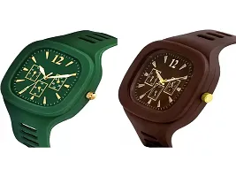 Stylish Multicoloured Silicone Analog Watches For Men Pack Of 2-thumb1