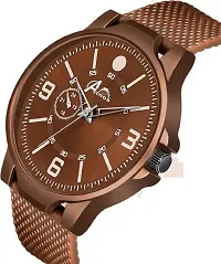 Acnos Brown PU Chronograph Strap Analog Wrist Watch for Men Women Pack Of 1-thumb1