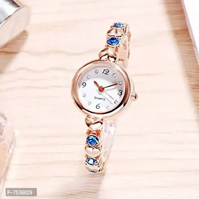 Acnos Rosegold Heart Shape Round dial Blue Diamond with Rosegold Bracelet Super Quality Watch for Girls and Watch for Women Pack of - 2 Gift for Special FASTIVAL Offer-thumb4