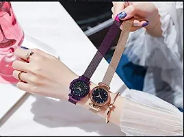 Acnos Purple and Rosegold Color 12 Point with Trending Magnetic Analogue Metal Strap Watches for Girl's and Women's Pack of - 2(DM-180-190)-thumb4