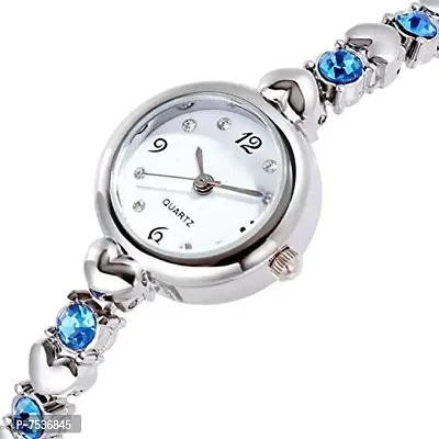 Acnos Silver Heart Shape Round dial Blue Diamond with Silver Bracelet Super Quality Watch for Girls and Watch for Women Pack of - 2 Gift for Special FASTIVAL Offer-thumb5