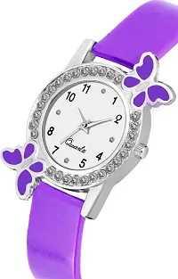 Acnos Purple Strap White Diamond Dial Analog Watch For Girls Best Design Butterfly Combo 2 Pack Of 2-thumb2