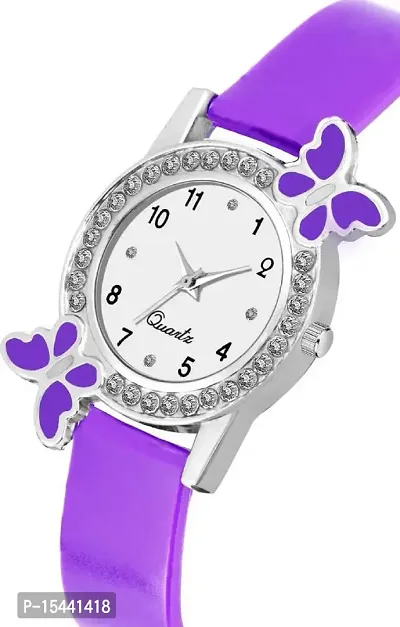 Acnos Purple Strap White Diamond Dial Analog Watch For Girls Best Design Butterfly Combo 2 Pack Of 2-thumb3