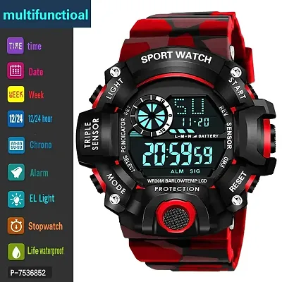 Acnos Brand - Digital Watch with Red Shockproof Multi-Functional Automatic 5 Color Army Strap Waterproof Digital Sports Watch for Men's Kids Watch for Boys - Watch for Men Pack of 2-thumb5