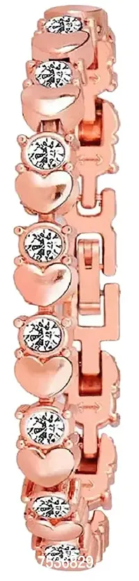 Acnos Rosegold Heart Shape Round dial Blue Diamond with Rosegold Bracelet Super Quality Watch for Girls and Watch for Women Pack of - 2 Gift for Special FASTIVAL Offer-thumb2