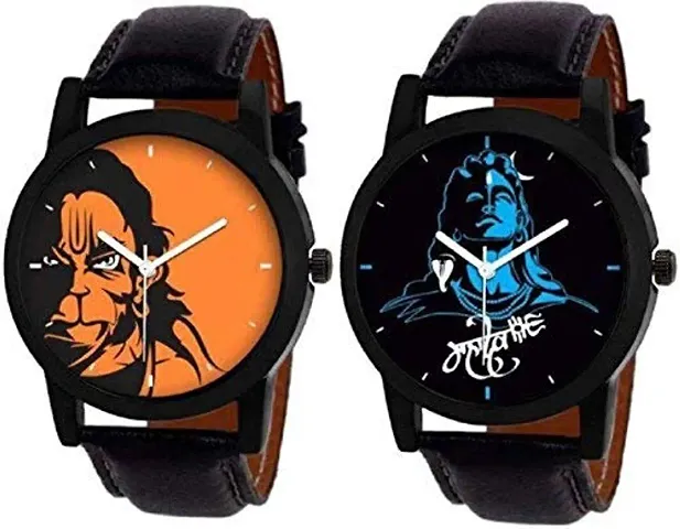 AIVOR MAHADEV and Hanuman Latest Fancy Analog Watches for Men Pack of - 2