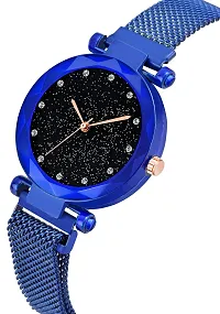 Acnos Blue Color 12 Point Diamond with Trending Magnetic Analogue Metal Strap Watch for Girl's and Women's Pack of - 1(DM-170)-thumb1