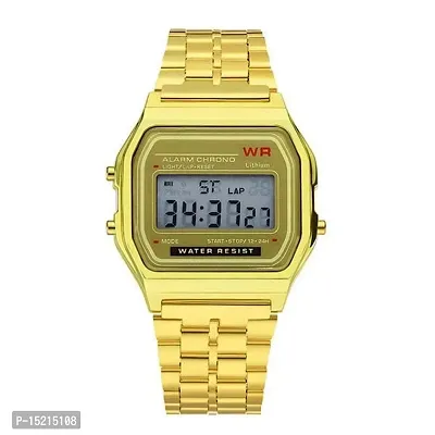 Stylish Golden Stainless Steel Digital Watches For Men