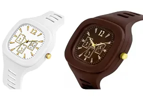 Stylish Multicoloured Silicone Analog Watches For Men Pack Of 2-thumb2