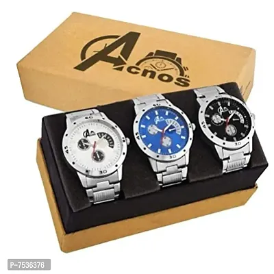 Acnos Black White and Blue Dial Analogue Watches for Men Pack of - 3(101-3 Color)-thumb2