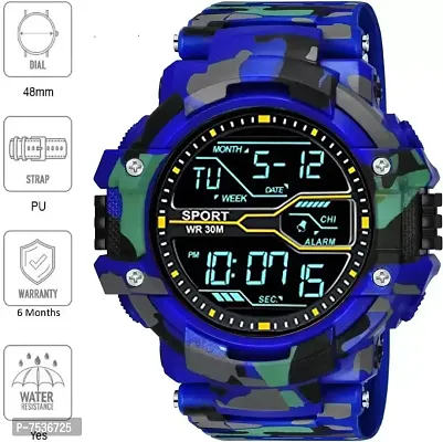 Acnos Brand - A Digital Boy's Watch (Black Dial, Blue Strap)-thumb2