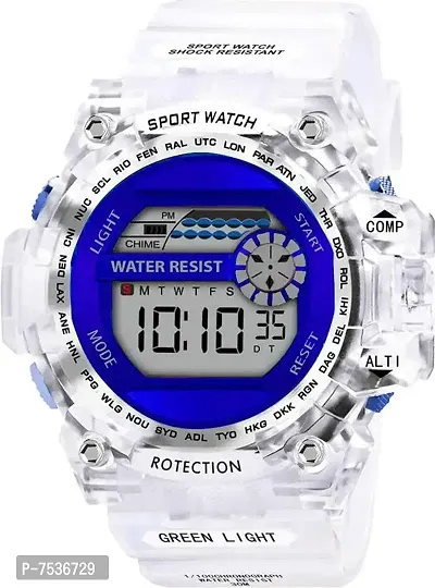 Acnos Brand - A Digital Alram Time Day Second Shockproof Multi-Functional Automatic White-Blue Waterproof Digital Sports Watch for Men's Kids Watch for Boys - Watch for Men Pack of 1-thumb0