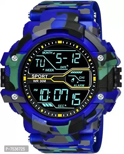 Acnos Brand - A Digital Boy's Watch (Black Dial, Blue Strap)-thumb0