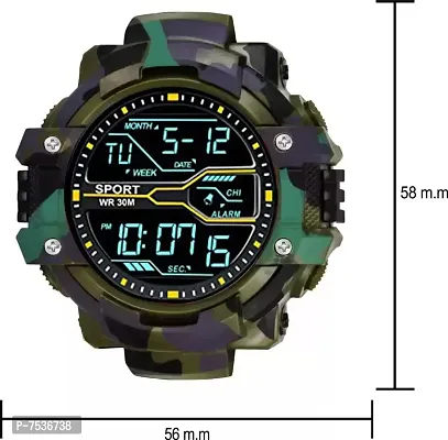 Acnos Brand - Multi Functional Sports Digital Green Color Black Dial Men's Watch-thumb2