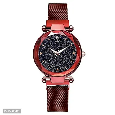 Acnos red Glass Black dial Magnetic Belt red Analog Watch for Men and Womne Pack of - 1