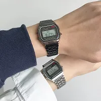 Acnos Brand 2 Combo Digital Silver Vintage Square Dial Unisex Water Resist Watch for Men Women Pack Of 2 (WR70)-thumb4