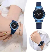 Acnos Blue Magnet Strap Analogue Women's and Girls Watch Sweet Heart Blue Bracelet Combo for Girl's  Women's Watch (Set of 2)-thumb4