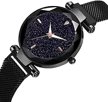 Acnos Hours 3,6,9 Represents Line and 12 Represent Diamond Black 21st Century Magnet Analog Watch for Girls and Women(MGNT-Black)-thumb2