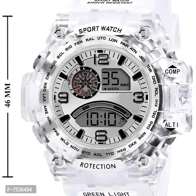 Acnos Brand - A Digital Watch with LED Shockproof Multi-Functional Automatic Silver Dial White Strap Waterproof Digital Sports Watch for Men's Kids Watch for Boys - Watch for Men Pack of 2-thumb3