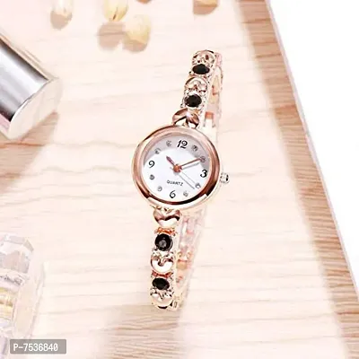 Acnos Rosegold Heart Shape Round dial Black Diamond with Rosegold Bracelet Super Quality Watch for Girls and Watch for Women Pack of - 2 Gift for Special FASTIVAL Offer-thumb4