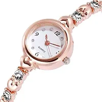Acnos Women's Analog Rose-gold Heart Shape Round Dial White Diamond with Silver Bracelet Super Quality Watch, Pack of 2-thumb4