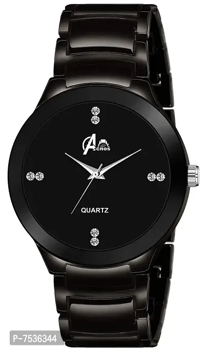 Acnos Dress Analogue Men's Watch(Black Dial Black Colored Strap)