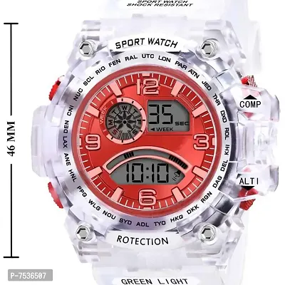 Acnos Brand - A Digital Watch with LED Shockproof Multi-Functional Automatic Red Dial White Strap Waterproof Digital Sports Watch for Men's Kids Watch for Boys - Watch for Men Pack of 2-thumb5