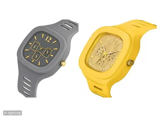 Stylish Multicoloured Silicone Analog Watches For Men Pack Of 2-thumb2