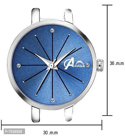 Acnos Brand - Analogue Women's Watch for Women with Heart shap bracelete for Girl's or Women (Blue Dial Silver Colored Strap) Pack of 2 Valentine SPACIAL-thumb4