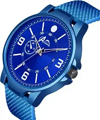 Stylish Blue PU Analog Watches For Men-thumb1