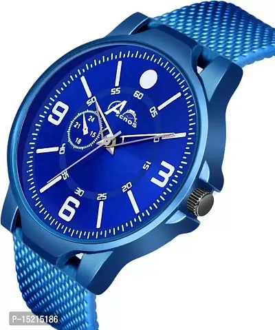 Stylish Blue PU Analog Watches For Men-thumb2