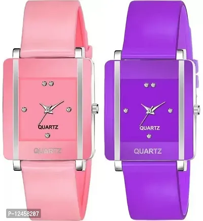 Stylish PU Analog Watches For Women- 2 Pieces