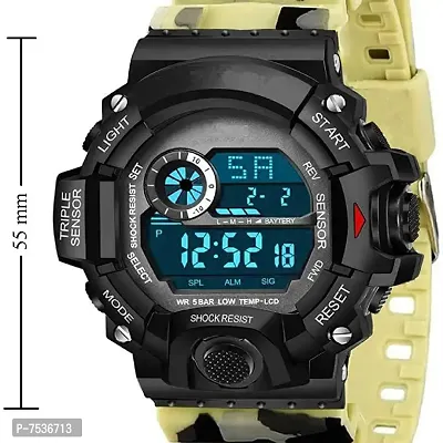 Acnos Brand - A Digital Watch Shockproof Multi-Functional Automatic Yellow Army Strap Waterproof Digital Sport's Watch for Men's Kids Watch for Boys - Watch for Men Pack of 1-thumb2