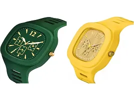 Stylish Multicoloured Silicone Analog Watches For Men Pack Of 2-thumb1