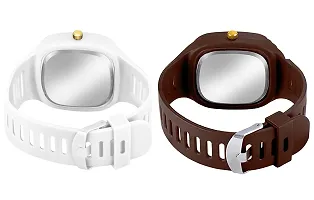 Stylish Multicoloured Silicone Analog Watches For Men Pack Of 2-thumb1