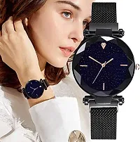 Acnos Hours 3,6,9 Represents Line and 12 Represent Diamond Black 21st Century Magnet Analog Watch for Girls and Women(MGNT-Black)-thumb3